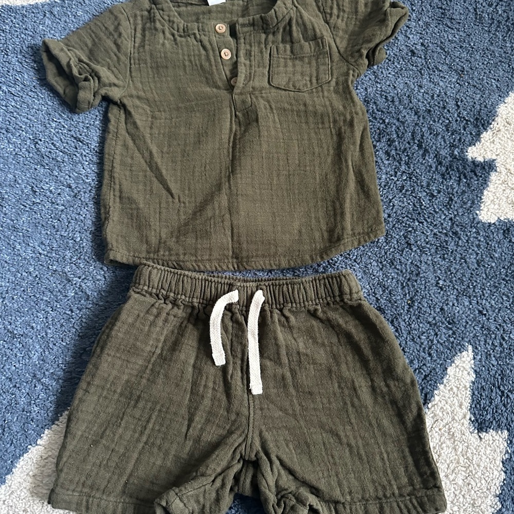 Olive Green Toddler Outfit Set
